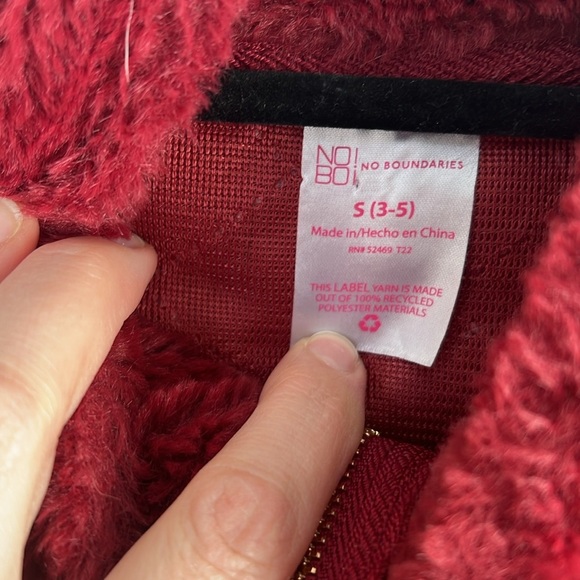 No Boundaries Furry Jacket Half Zip Kangaroo Pocket Fleece Coat Women’s Small - Picture 3 of 16